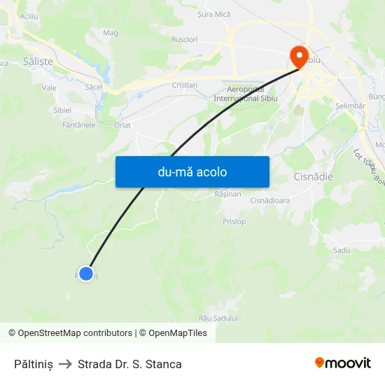 Harta de Păltiniș către Strada Dr. S. Stanca