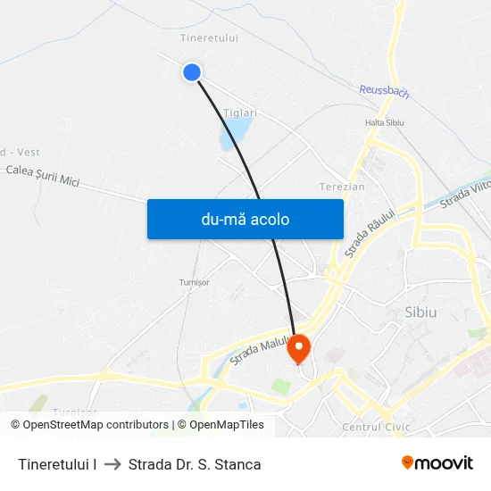 Harta de Tineretului I către Strada Dr. S. Stanca