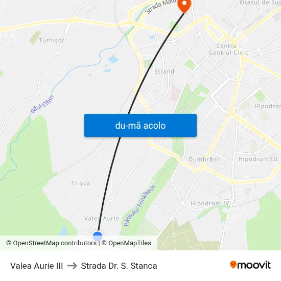 Harta de Valea Aurie III către Strada Dr. S. Stanca