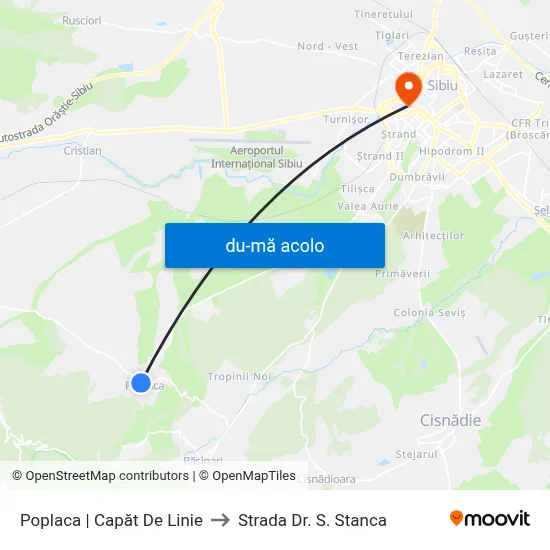 Harta de Poplaca | Capăt De Linie către Strada Dr. S. Stanca