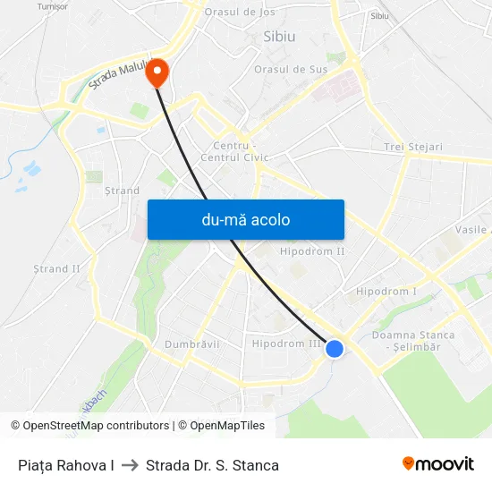 Harta de Piața Rahova I către Strada Dr. S. Stanca