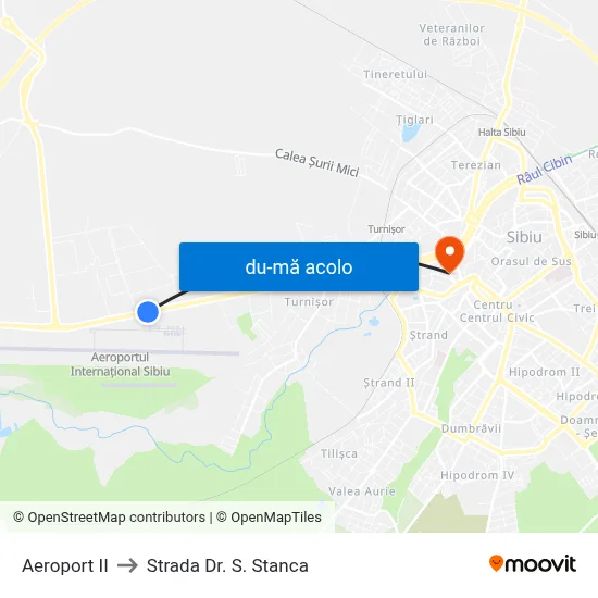Harta de Aeroport II către Strada Dr. S. Stanca