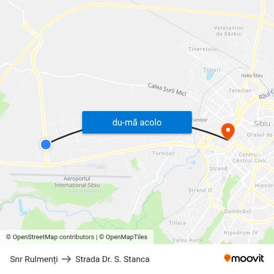 Harta de Snr Rulmenți către Strada Dr. S. Stanca