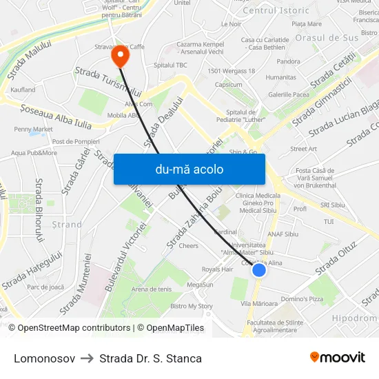Harta de Lomonosov către Strada Dr. S. Stanca