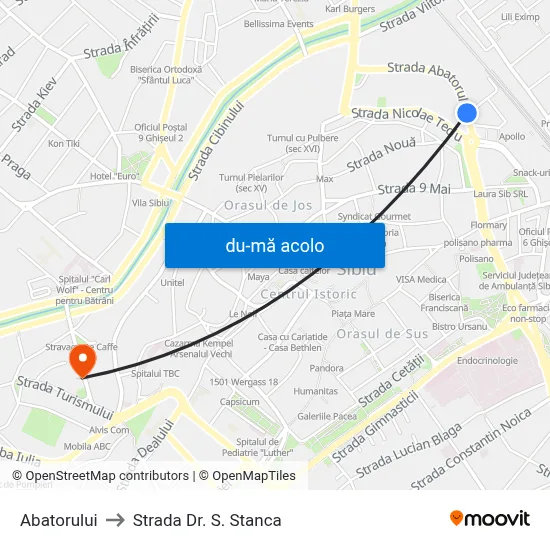 Harta de Abatorului către Strada Dr. S. Stanca