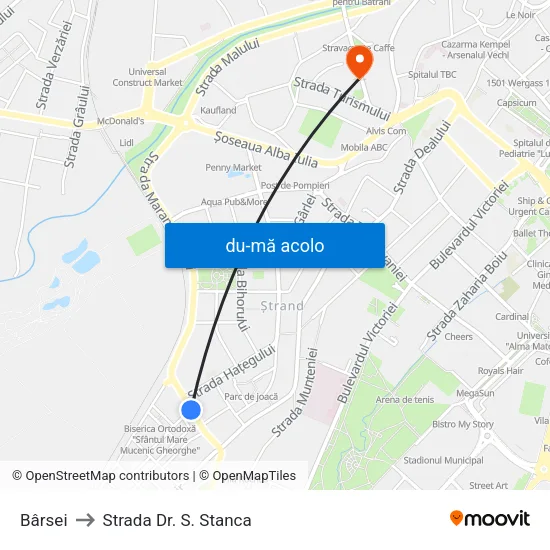 Harta de Bârsei către Strada Dr. S. Stanca