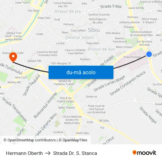 Harta de Hermann Oberth către Strada Dr. S. Stanca