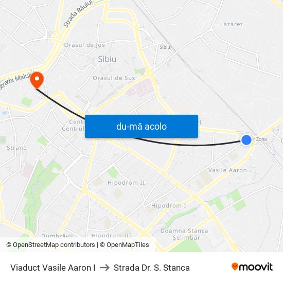 Harta de Viaduct Vasile Aaron I către Strada Dr. S. Stanca