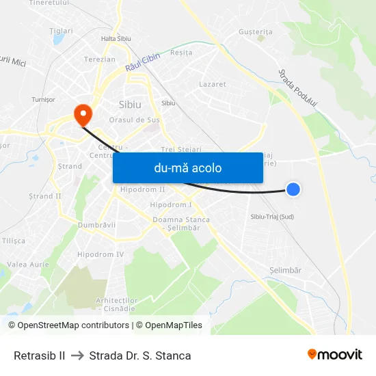 Harta de Retrasib II către Strada Dr. S. Stanca