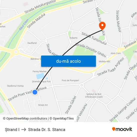 Harta de Ștrand I către Strada Dr. S. Stanca