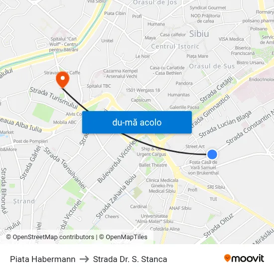 Harta de Piata Habermann către Strada Dr. S. Stanca