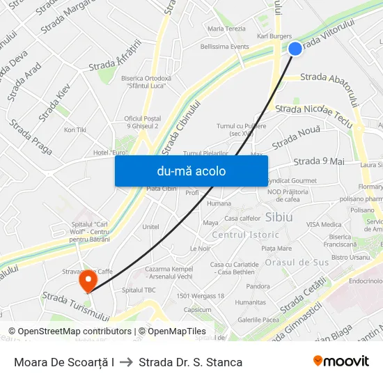 Harta de Moara De Scoarță I către Strada Dr. S. Stanca