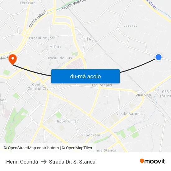 Harta de Henri Coandă către Strada Dr. S. Stanca