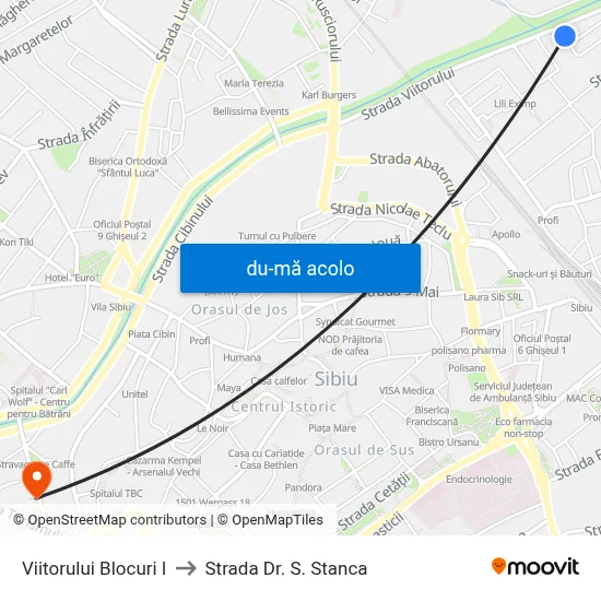 Harta de Viitorului Blocuri I către Strada Dr. S. Stanca