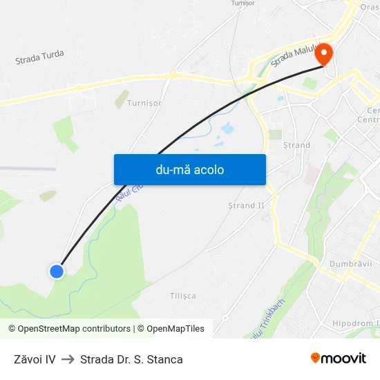 Harta de Zăvoi IV către Strada Dr. S. Stanca