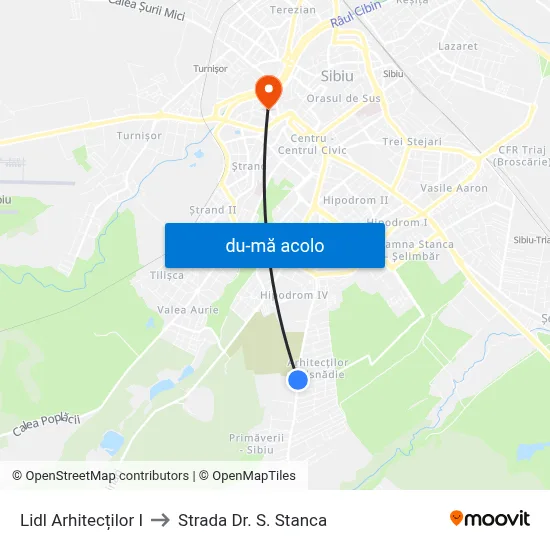 Harta de Lidl Arhitecților I către Strada Dr. S. Stanca