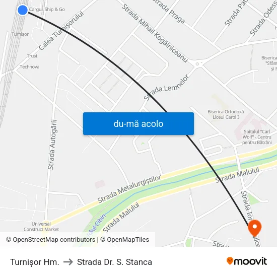 Harta de Turnişor Hm. către Strada Dr. S. Stanca