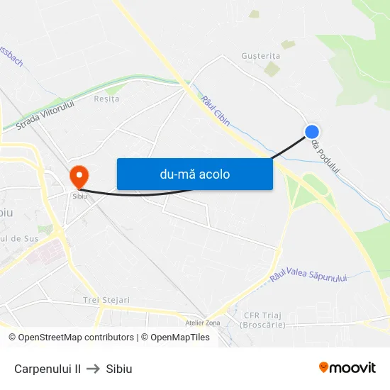 Harta de Carpenului II către Sibiu