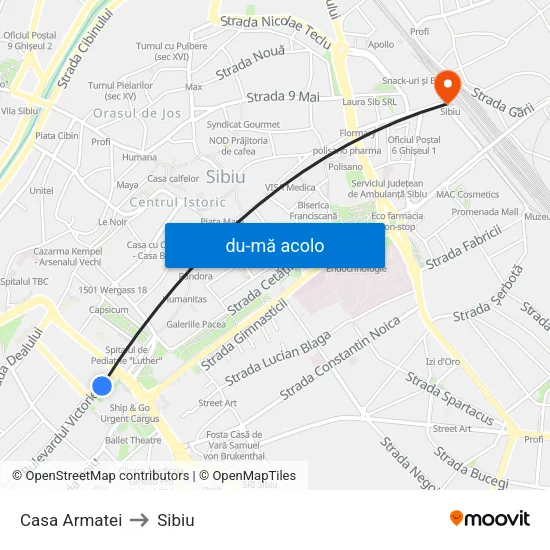 Harta de Casa Armatei către Sibiu