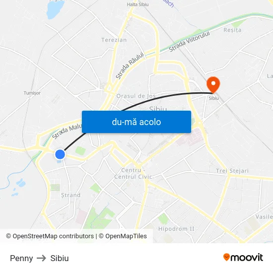 Harta de Penny către Sibiu