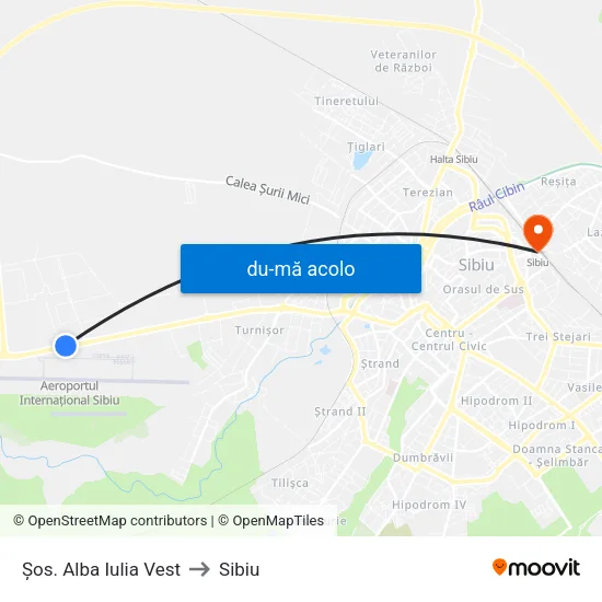 Harta de Șos. Alba Iulia Vest către Sibiu