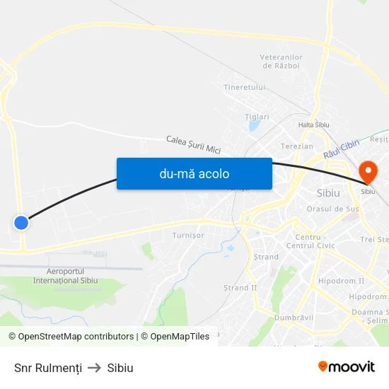 Harta de Snr Rulmenți către Sibiu