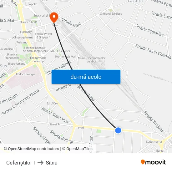 Harta de Ceferiștilor I către Sibiu