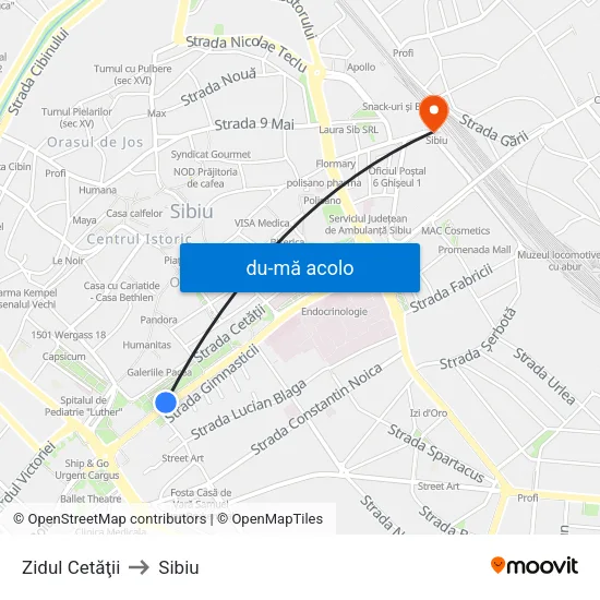 Harta de Zidul Cetăţii către Sibiu