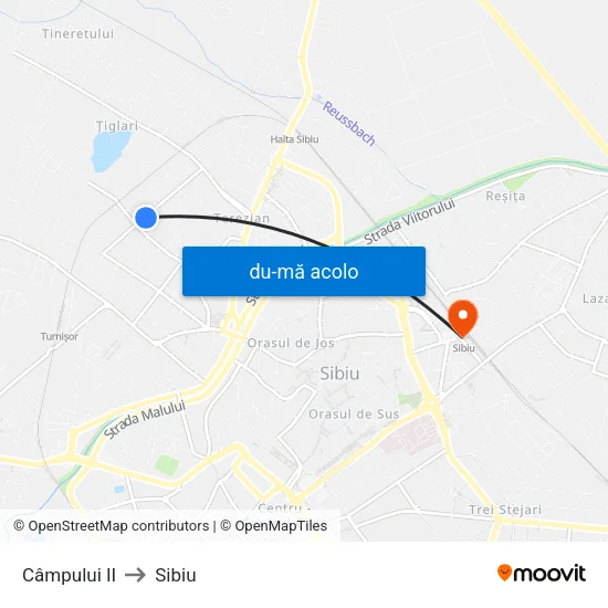 Harta de Câmpului II către Sibiu
