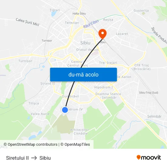 Harta de Siretului II către Sibiu