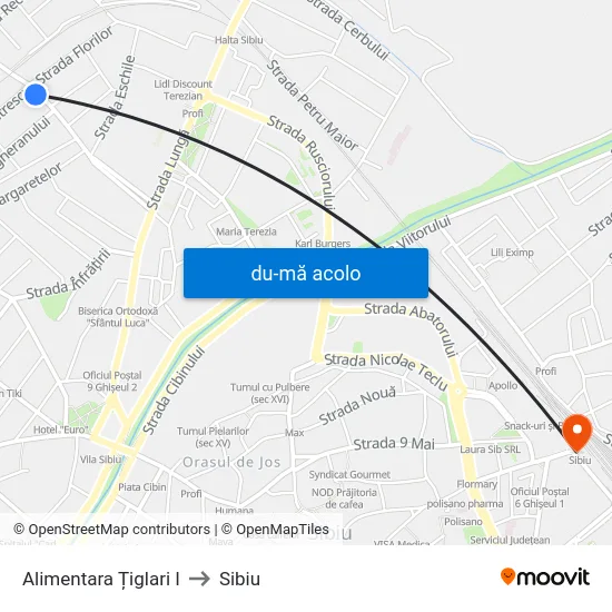 Harta de Alimentara Țiglari I către Sibiu