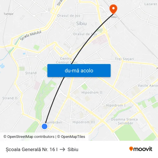 Harta de Școala Generală Nr. 16 I către Sibiu