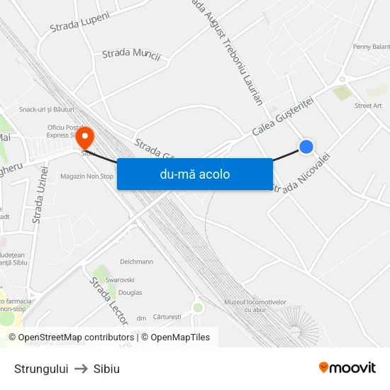 Harta de Strungului către Sibiu