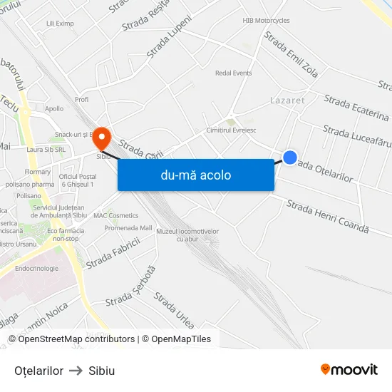 Harta de Oțelarilor către Sibiu