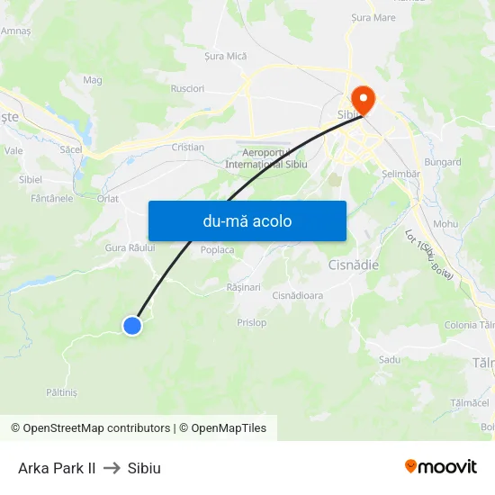 Harta de Păltiniș | Arka Park II către Sibiu