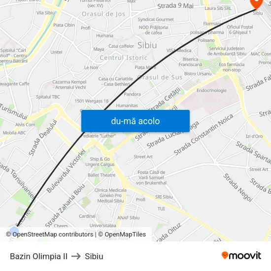 Harta de Bazin Olimpia II către Sibiu