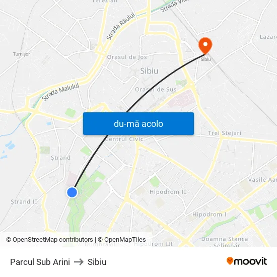 Harta de Parcul Sub Arini către Sibiu