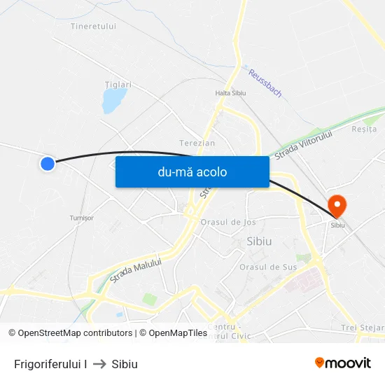 Harta de Frigoriferului I către Sibiu