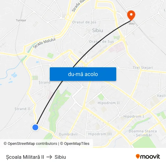 Harta de Școala Militară II către Sibiu
