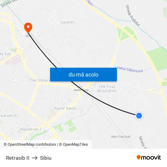 Harta de Retrasib II către Sibiu