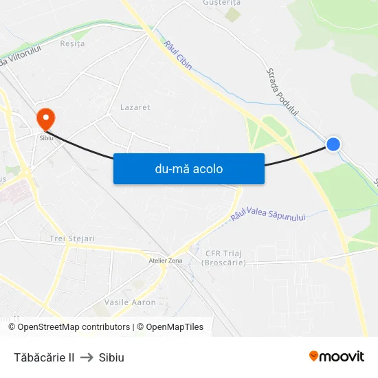 Harta de Tăbăcărie II către Sibiu