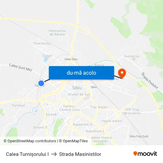 Harta de Calea Turnișorului I către Strada Masinistilor