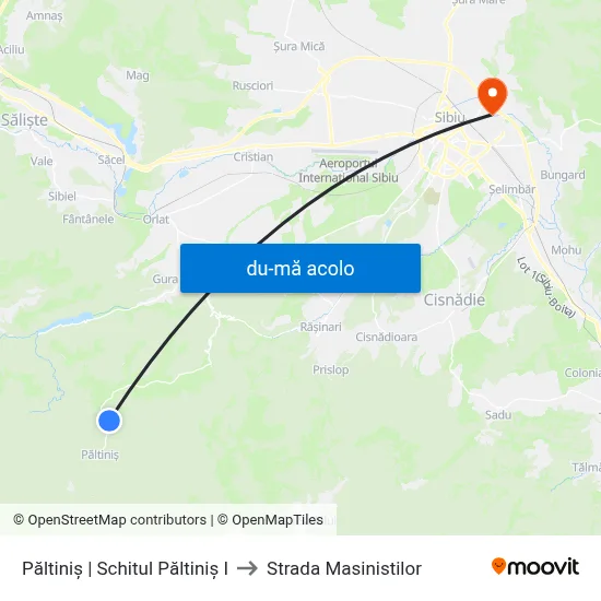 Harta de Păltiniș | Schitul Păltiniș I către Strada Masinistilor