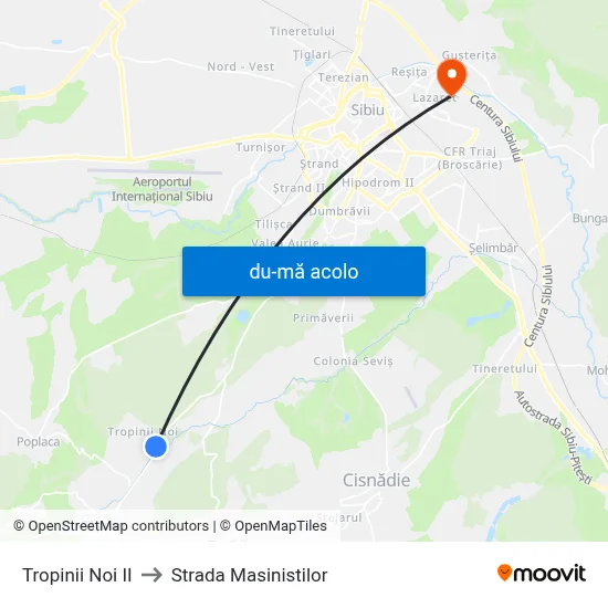 Harta de Tropinii Noi II către Strada Masinistilor