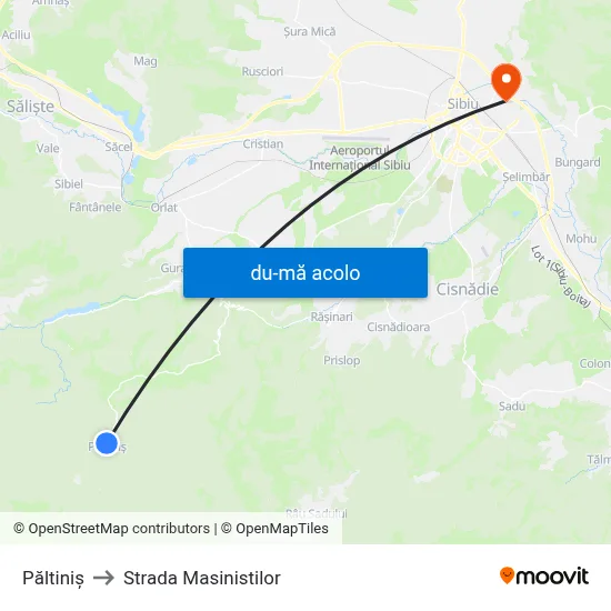Harta de Păltiniș către Strada Masinistilor