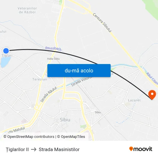 Harta de Țiglarilor II către Strada Masinistilor