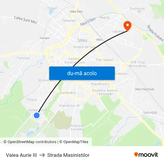Harta de Valea Aurie III către Strada Masinistilor