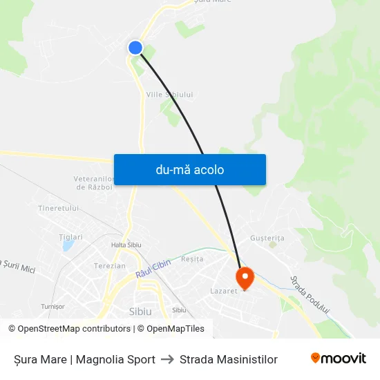 Harta de Șura Mare | Magnolia Sport către Strada Masinistilor