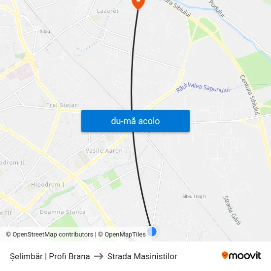 Harta de Șelimbăr | Profi Brana către Strada Masinistilor
