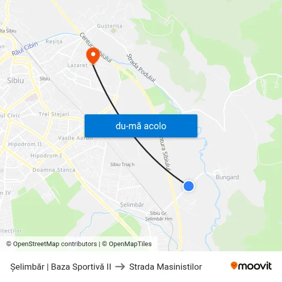 Harta de Șelimbăr | Baza Sportivă II către Strada Masinistilor